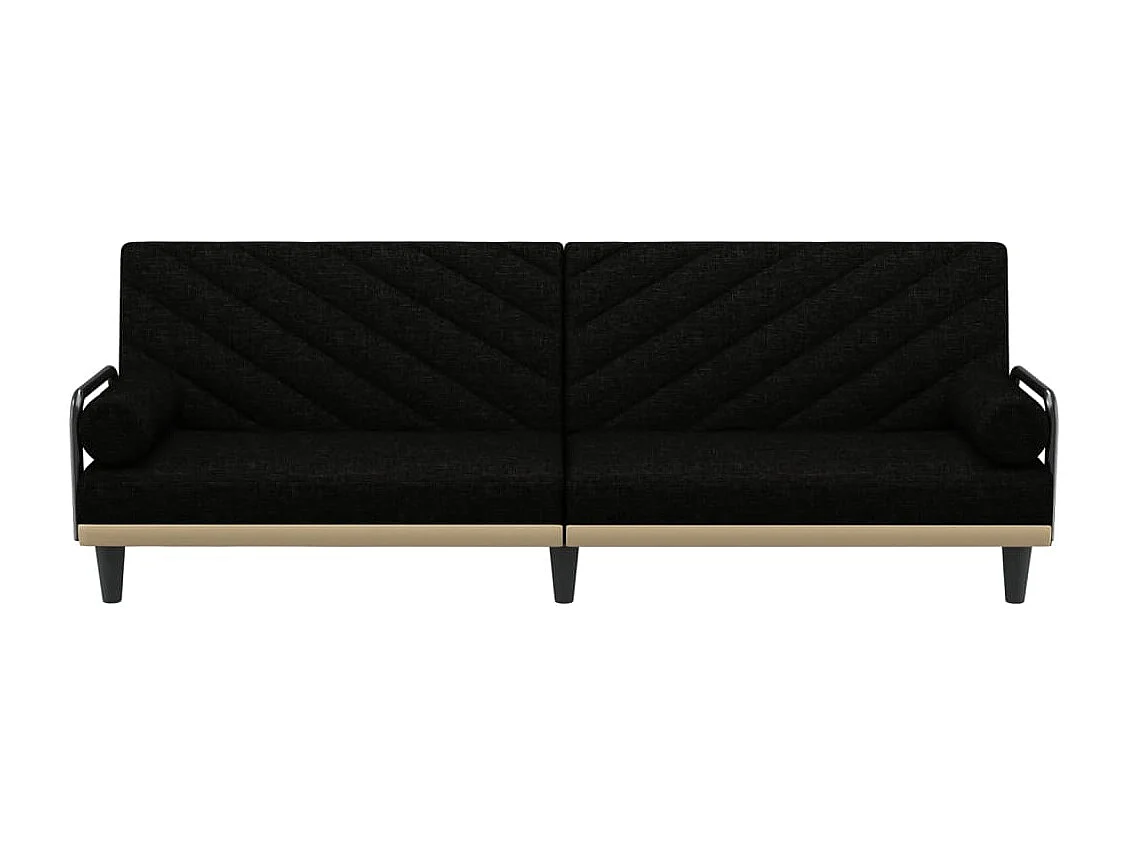 Canapé-lit avec accoudoirs noir tissu