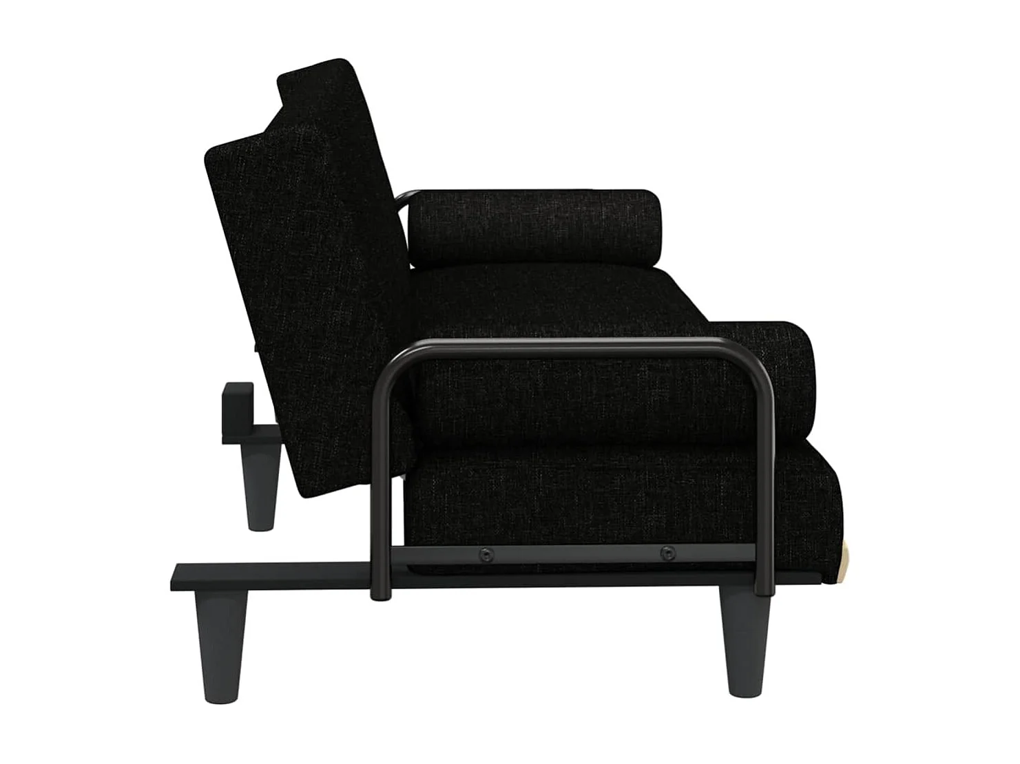 Canapé-lit avec accoudoirs noir tissu