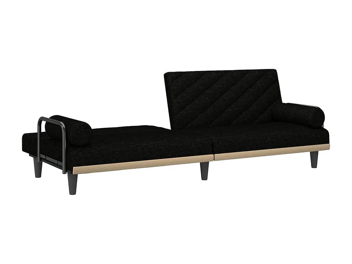 Canapé-lit avec accoudoirs noir tissu