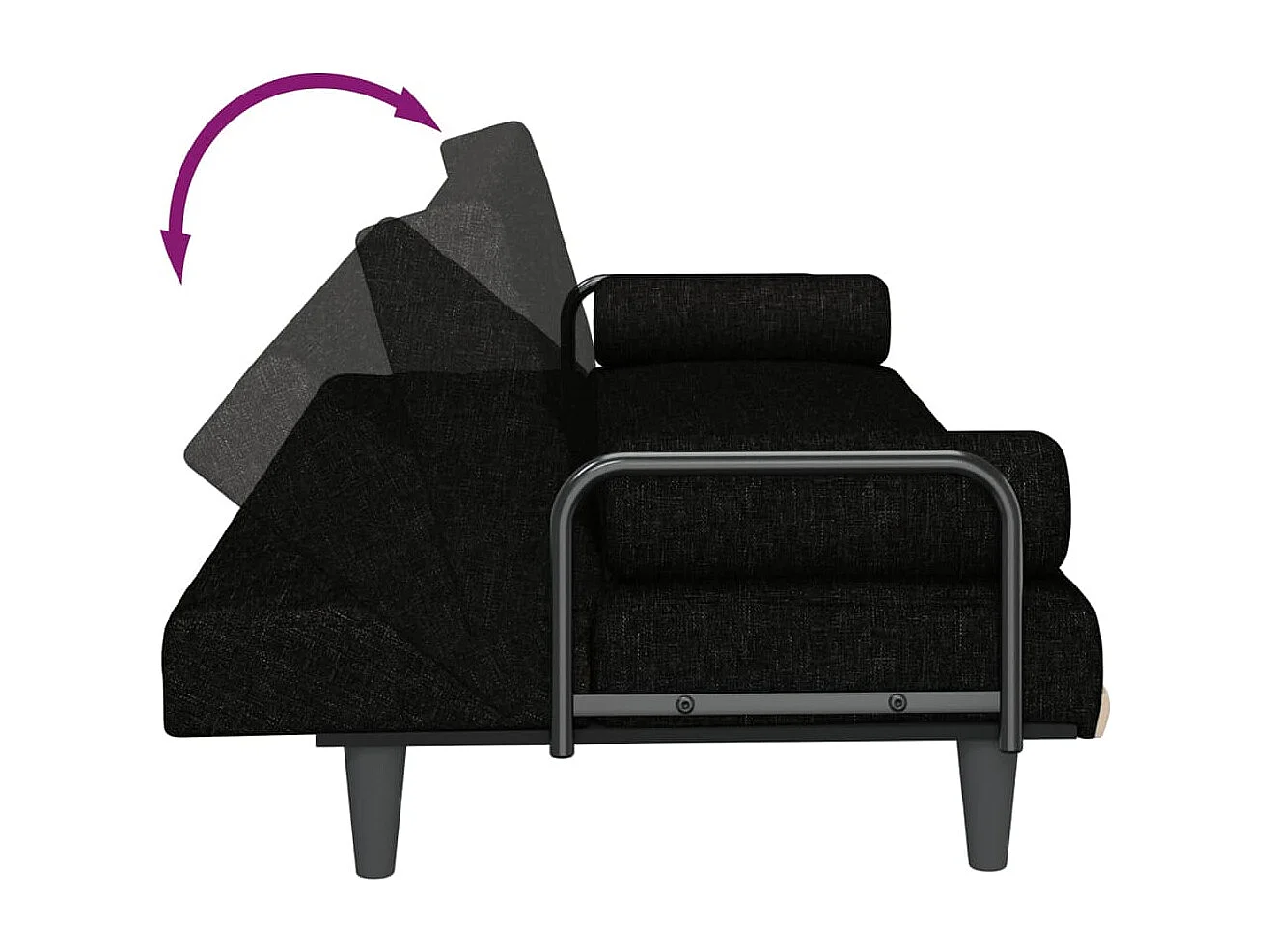 Canapé-lit avec accoudoirs noir tissu