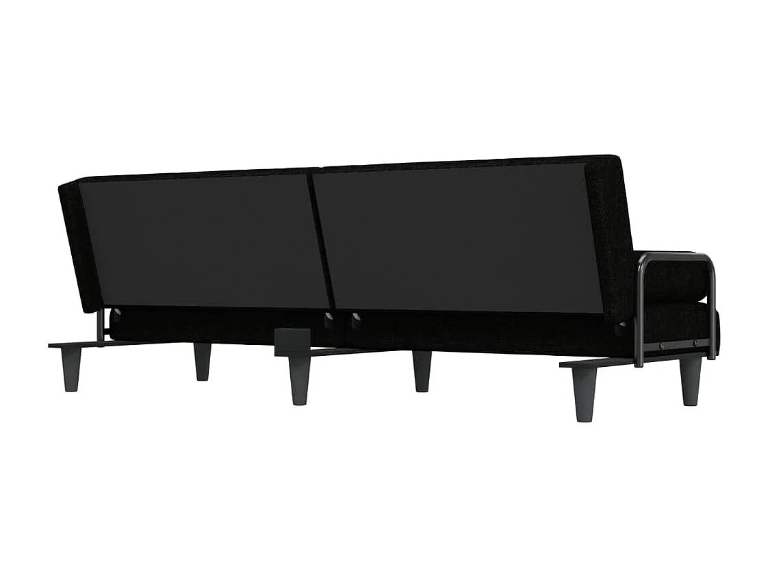 Canapé-lit avec accoudoirs noir tissu