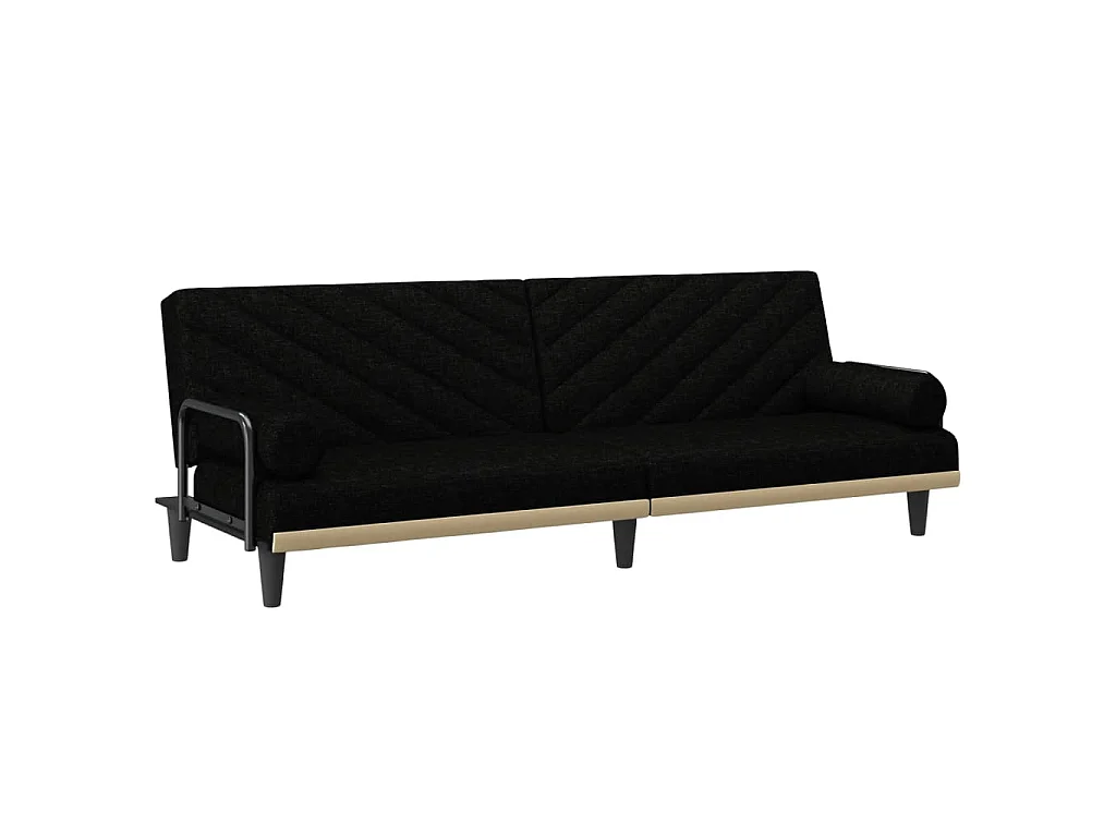 Canapé-lit avec accoudoirs noir tissu