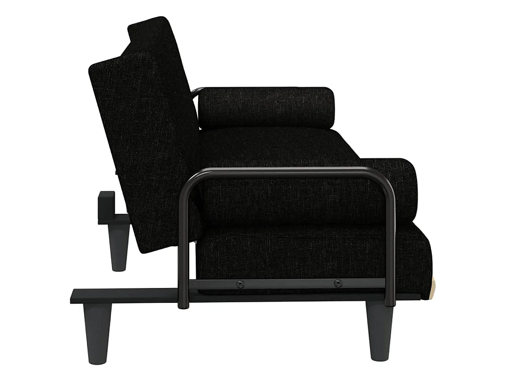 Canapé-lit avec accoudoirs noir tissu