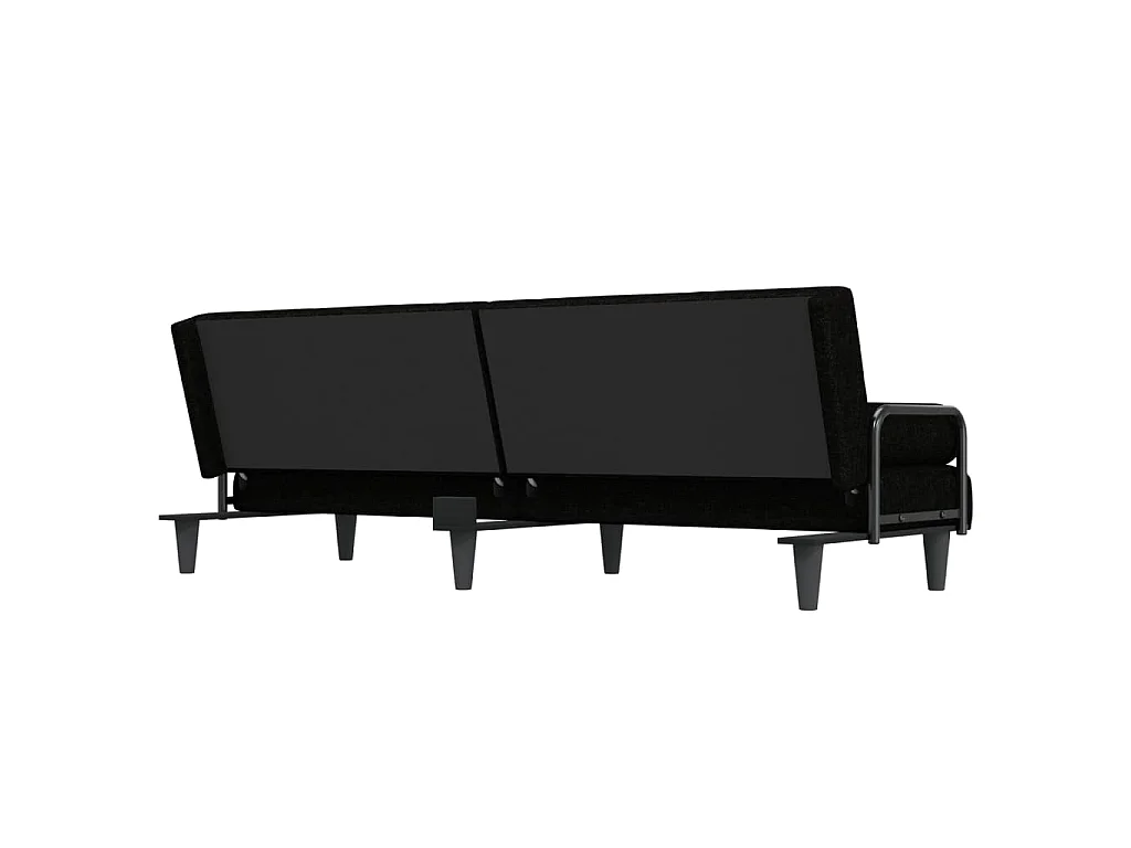 Canapé-lit avec accoudoirs noir tissu