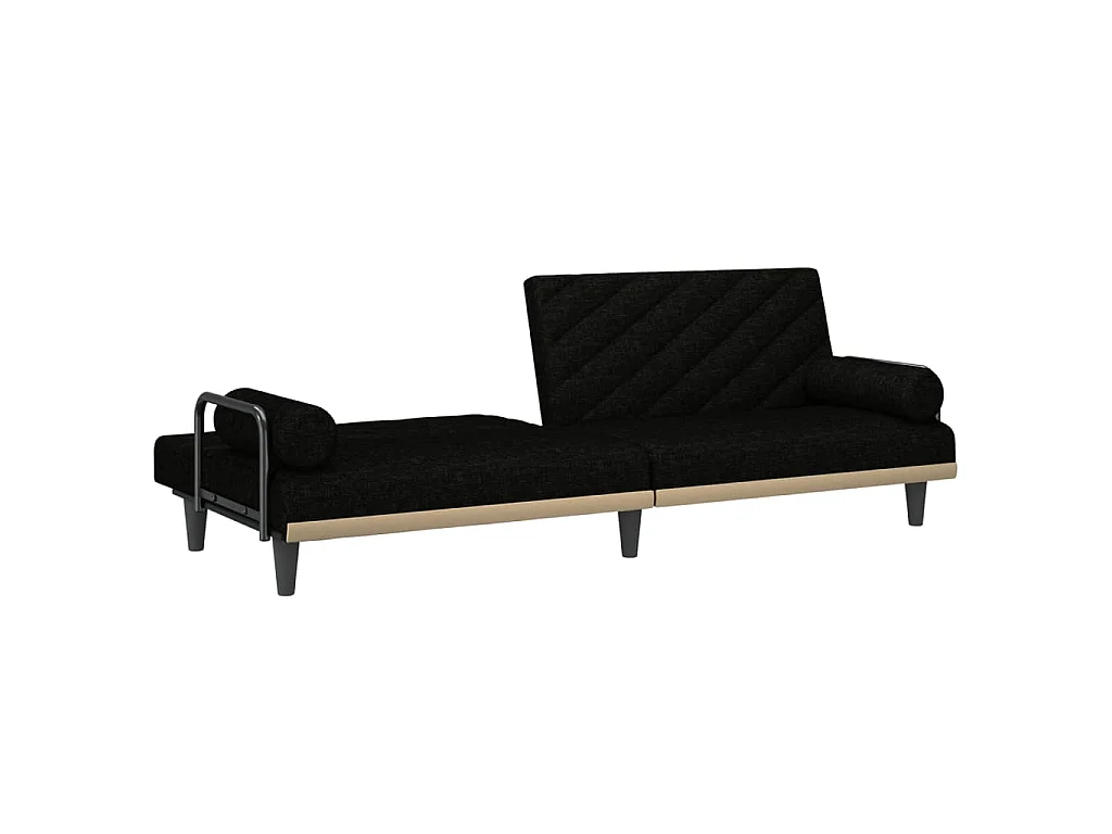 Canapé-lit avec accoudoirs noir tissu