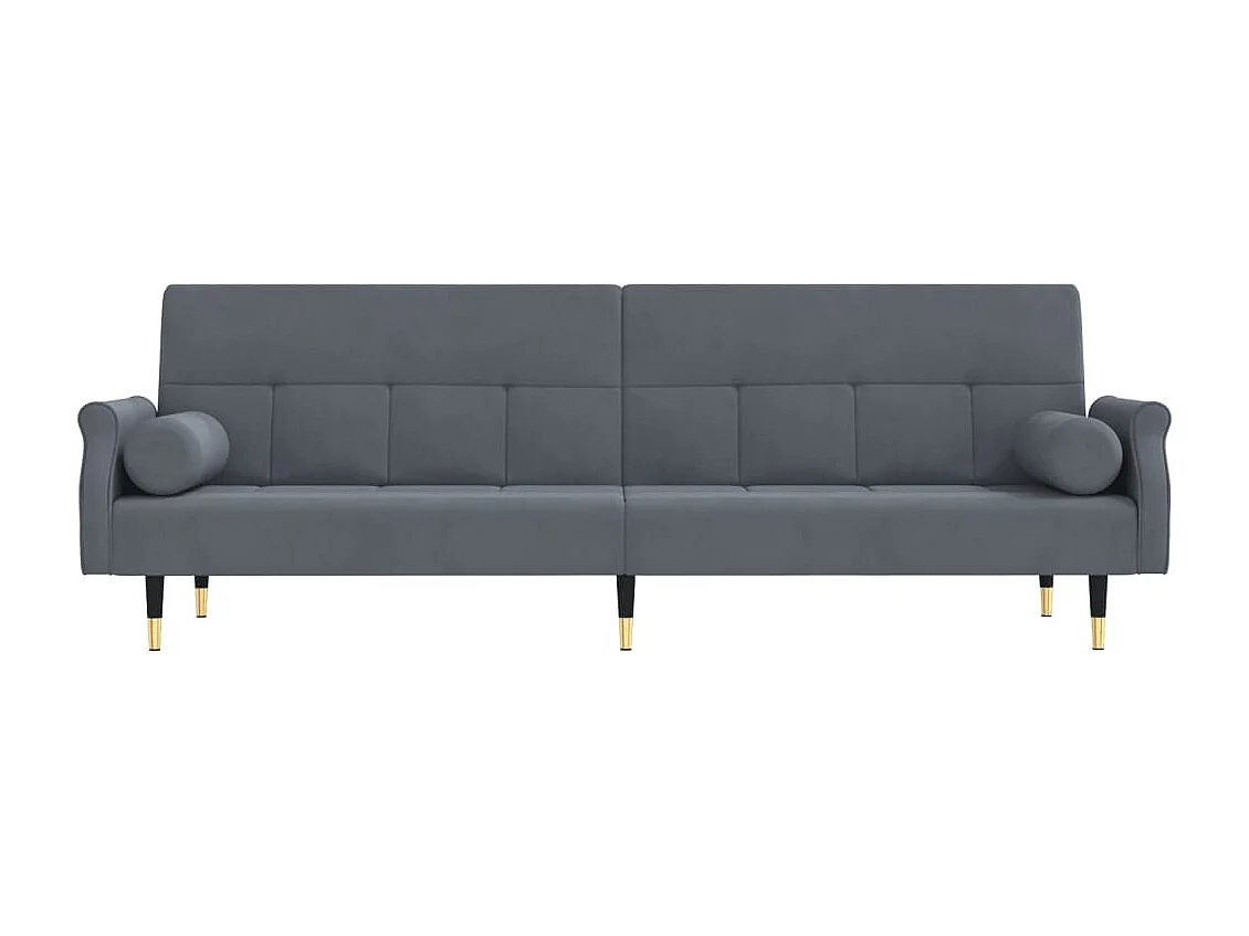Divano Letto con Cuscini Grigio Scuro in Velluto