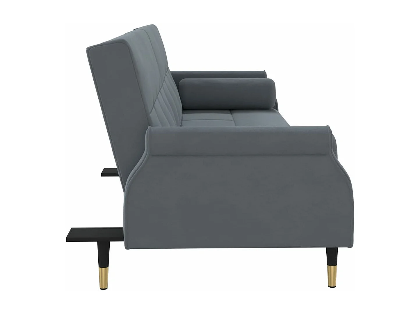 Divano Letto con Cuscini Grigio Scuro in Velluto