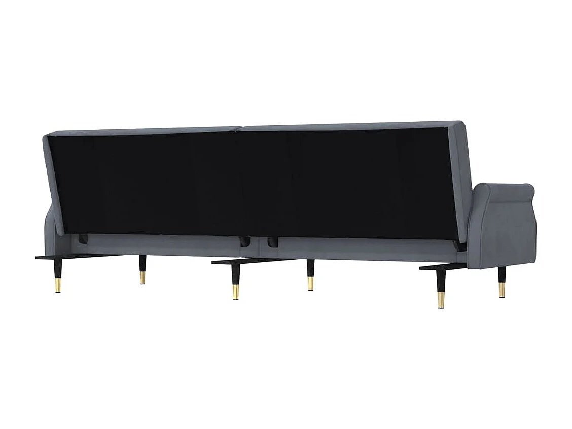 Divano Letto con Cuscini Grigio Scuro in Velluto