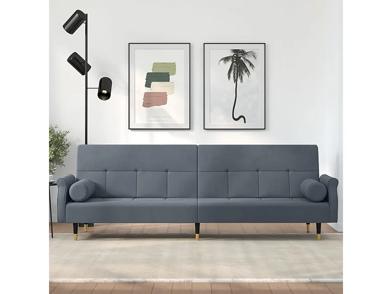 Schlafsofa mit Kissen Dunkelgrau Samt