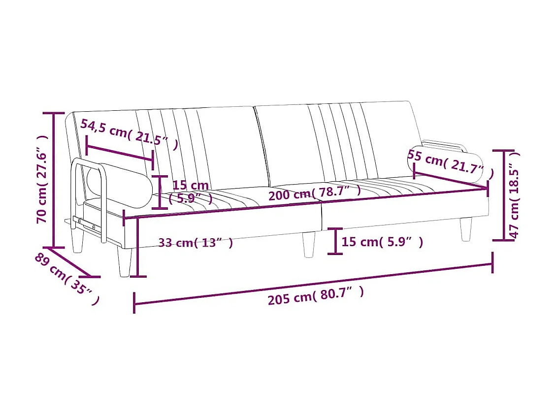 Canapé-lit avec accoudoirs jaune velours
