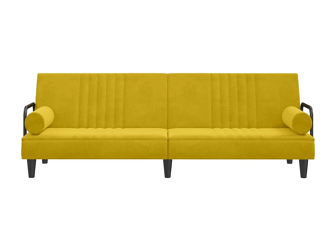 Sofá cama con reposabrazos terciopelo amarillo