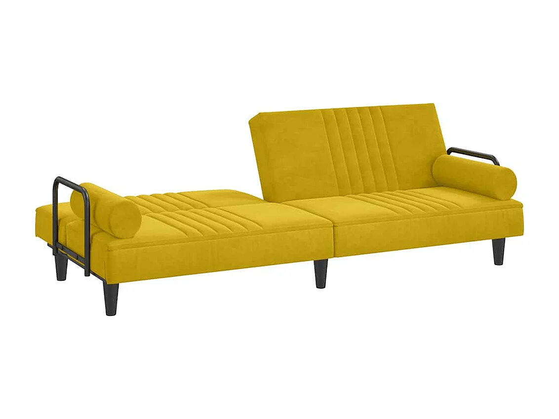Sofá cama con reposabrazos terciopelo amarillo