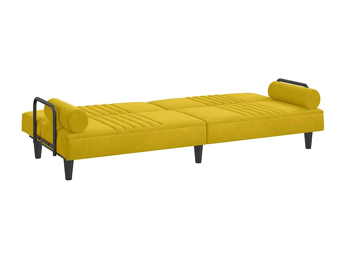 Sofá cama con reposabrazos terciopelo amarillo