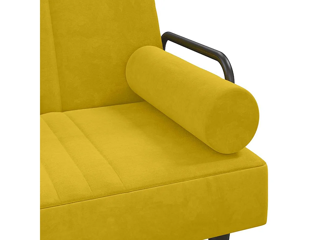 Sofá cama con reposabrazos terciopelo amarillo