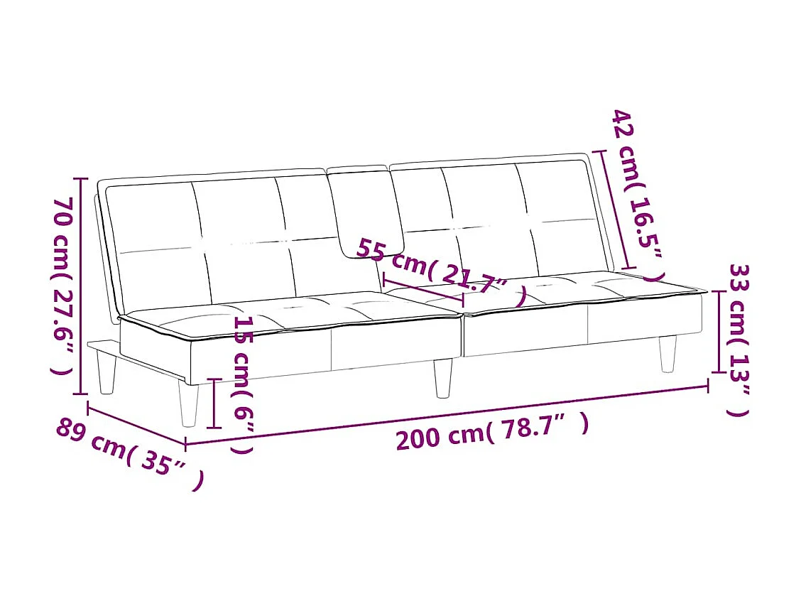 Sofá cama con portavasos terciopelo rosa