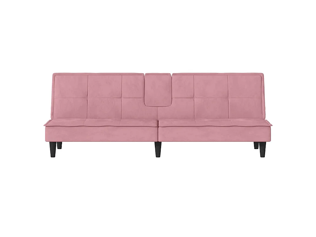 Canapé convertible clic-clac 2 places avec porte-gobelet en velours rose