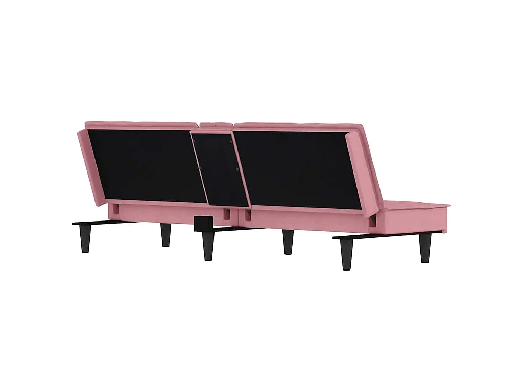 Canapé convertible clic-clac 2 places avec porte-gobelet en velours rose