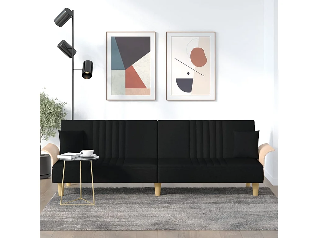 Schlafsofa mit Armlehnen Schwarz Stoff