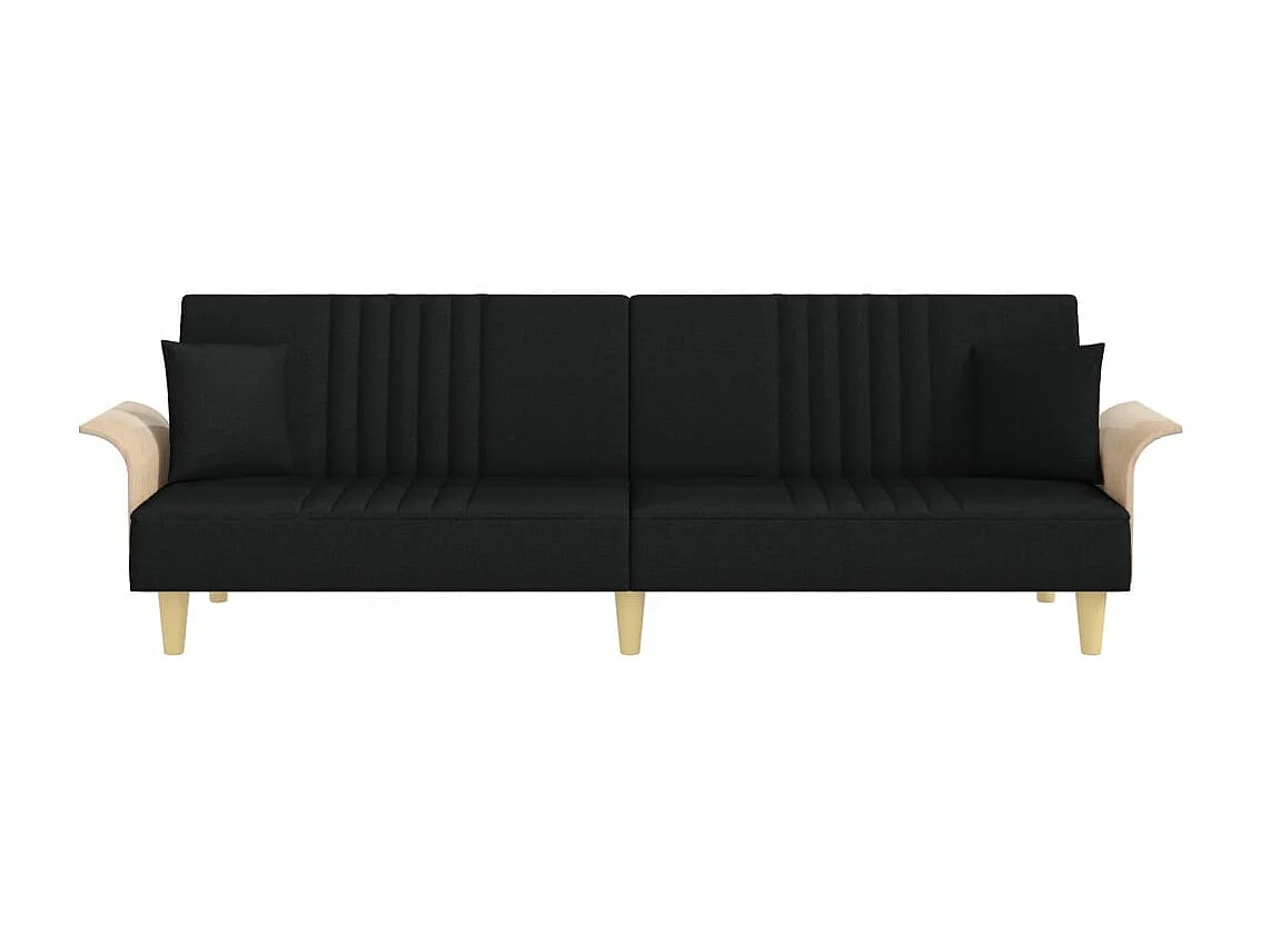 Schlafsofa mit Armlehnen Schwarz Stoff