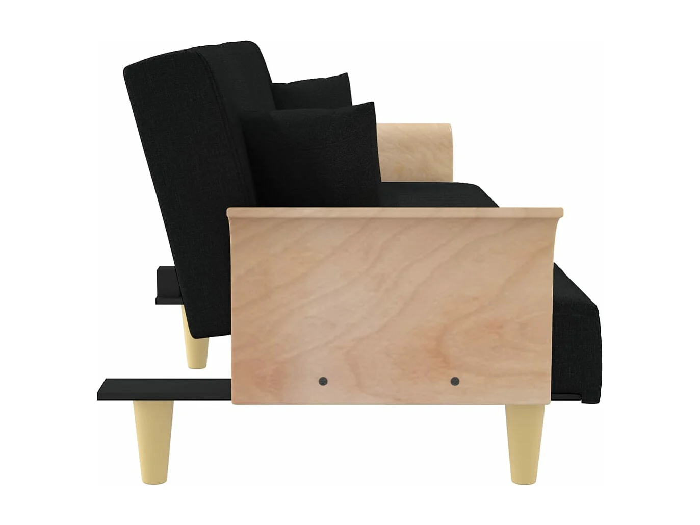 Schlafsofa mit Armlehnen Schwarz Stoff