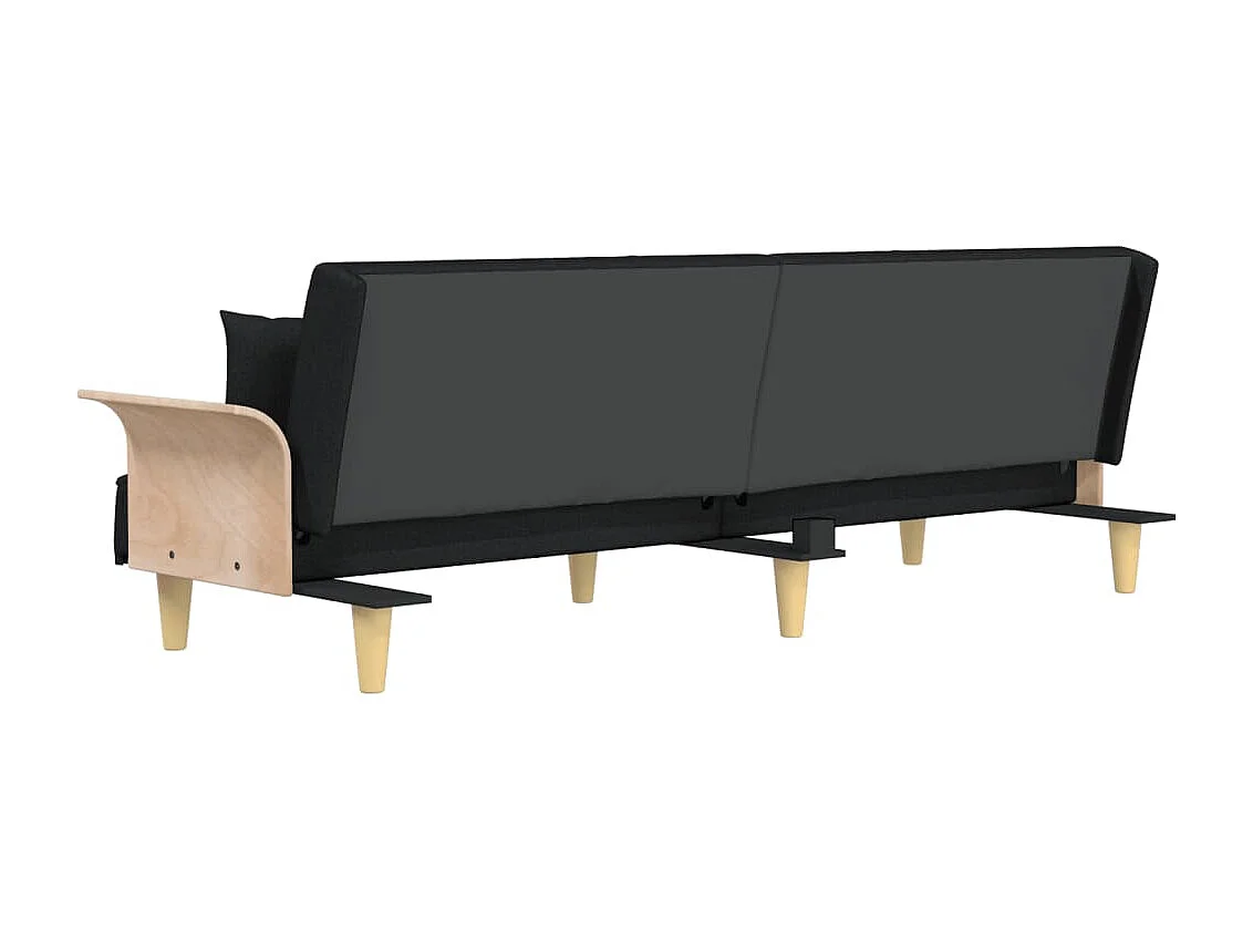 Schlafsofa mit Armlehnen Schwarz Stoff