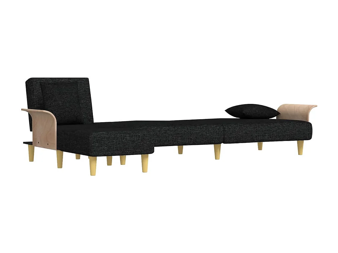 Sofá-cama em forma de L 279x140x70 cm tecido preto