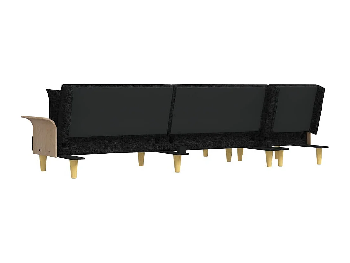Sofá-cama em forma de L 279x140x70 cm tecido preto