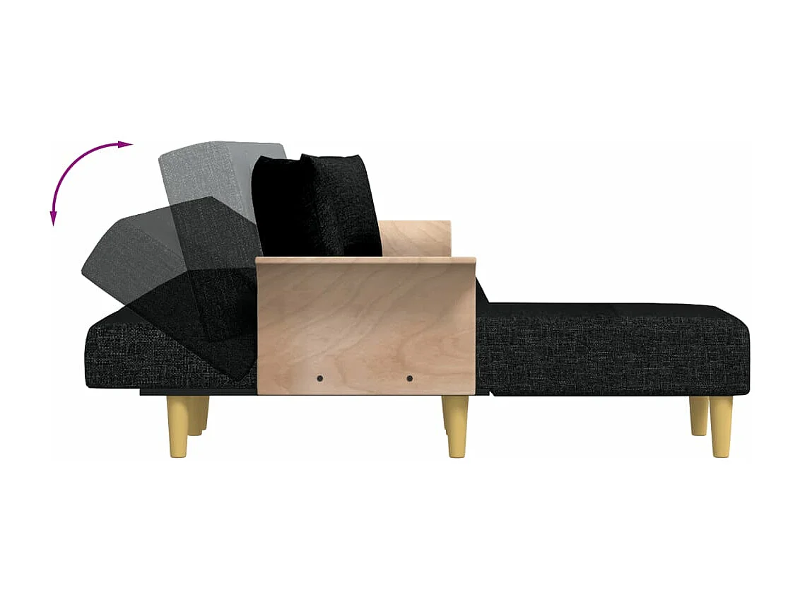 Sofá-cama em forma de L 279x140x70 cm tecido preto