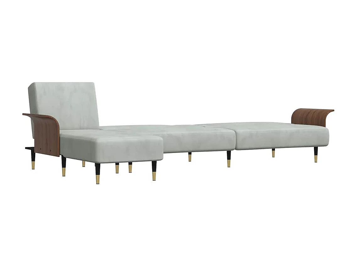 Divano Letto a L Grigio Chiaro 279x140x70 cm in Velluto