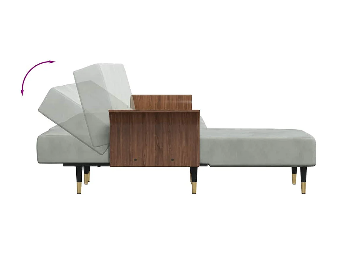 Divano Letto a L Grigio Chiaro 279x140x70 cm in Velluto