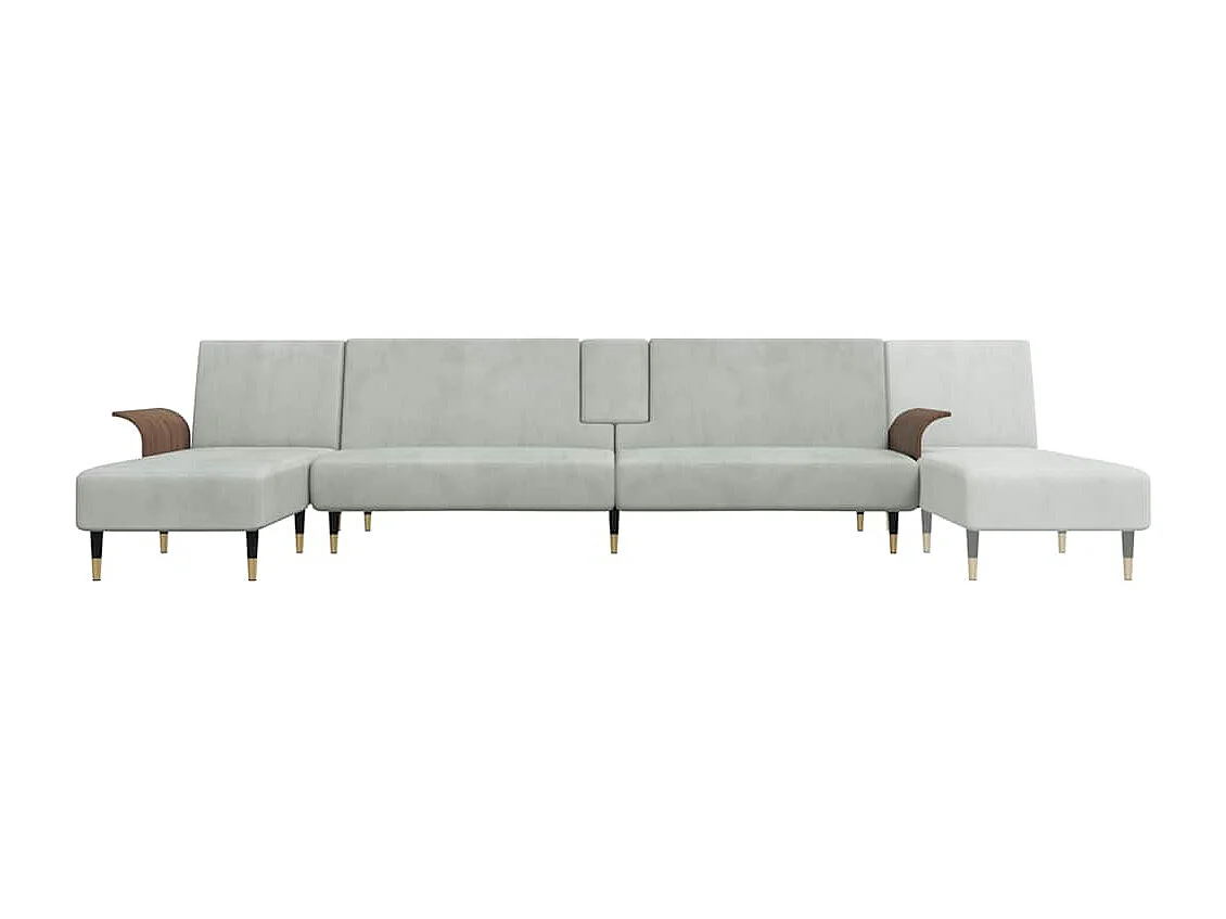 Divano Letto a L Grigio Chiaro 279x140x70 cm in Velluto