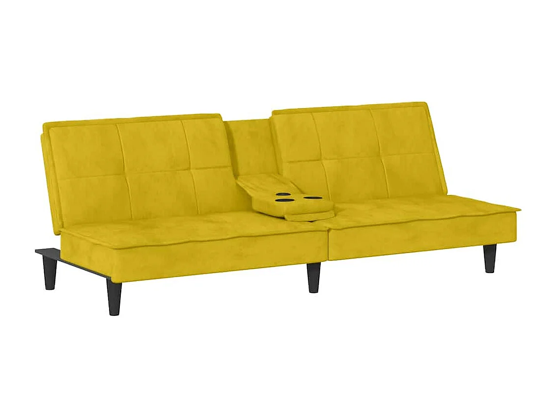 Slaapbank met bekerhouders fluweel geel
