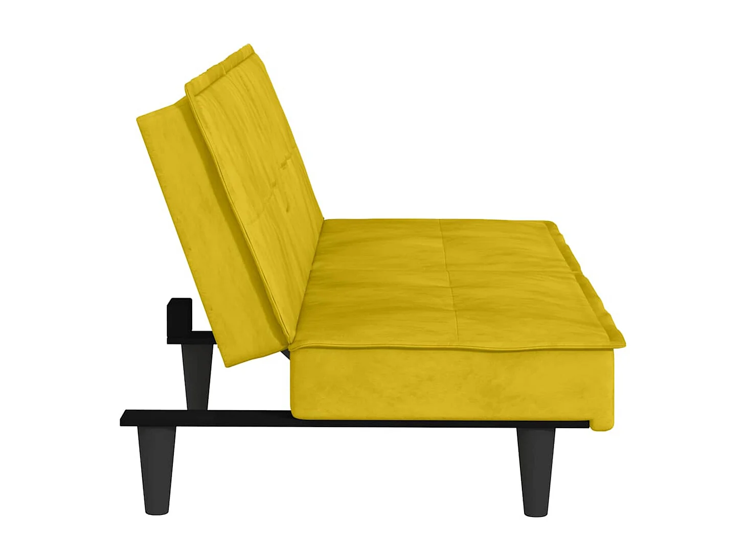 Slaapbank met bekerhouders fluweel geel