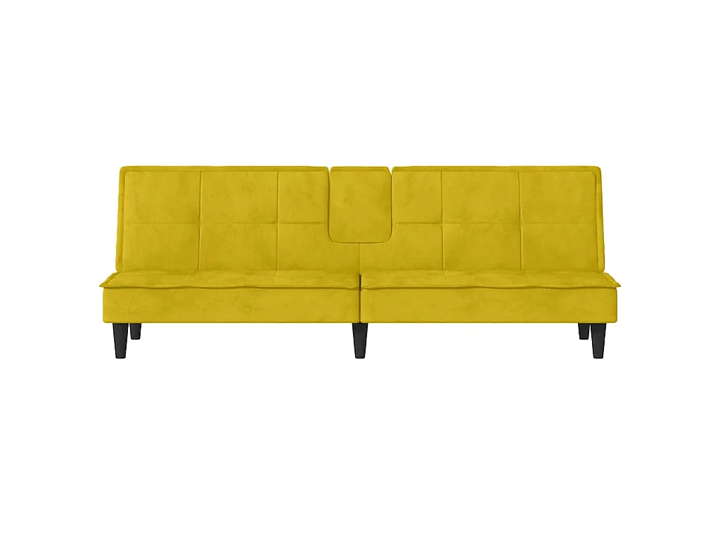 Canapé-lit avec porte-gobelets jaune velours