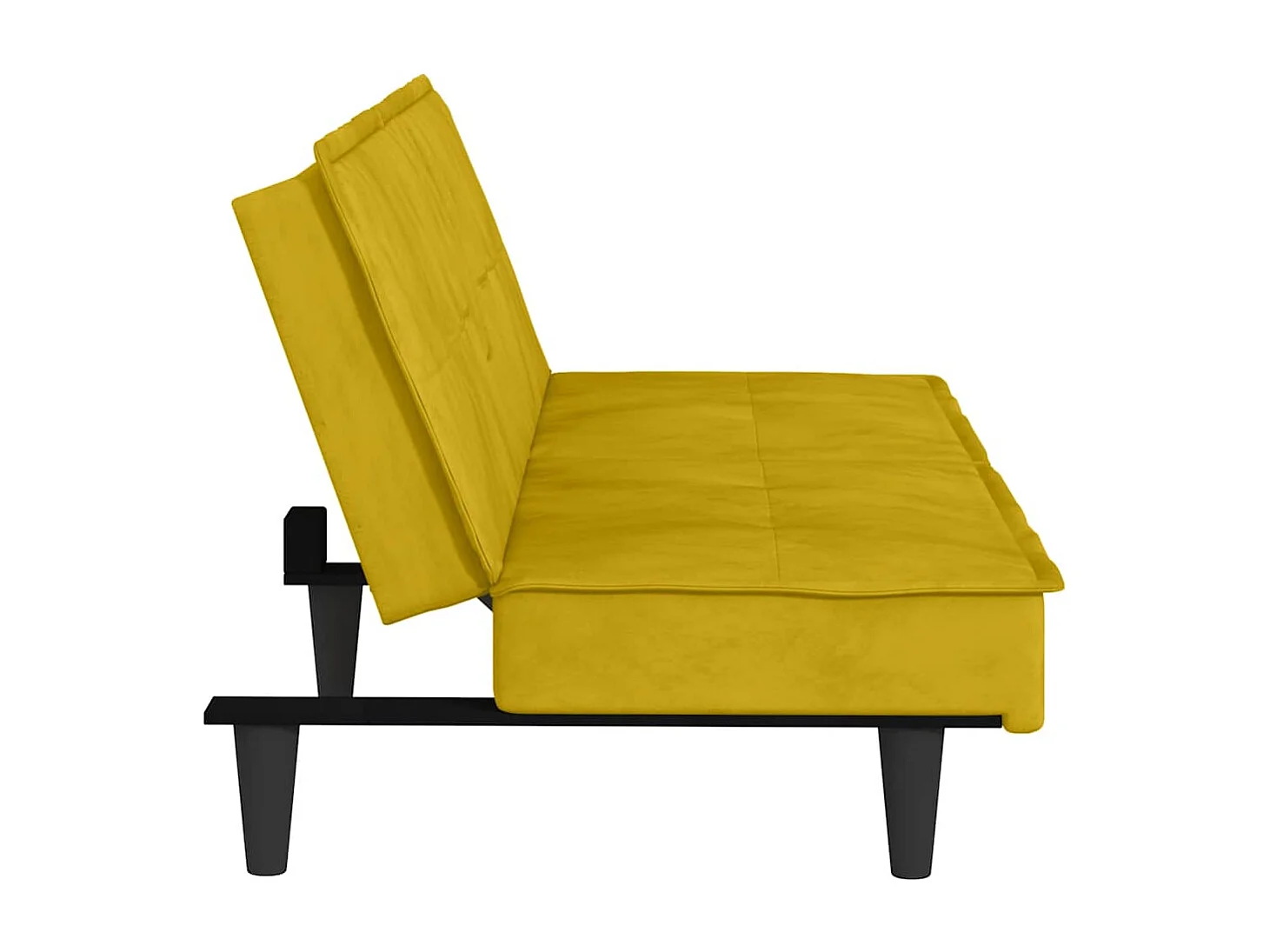 Canapé-lit avec porte-gobelets jaune velours