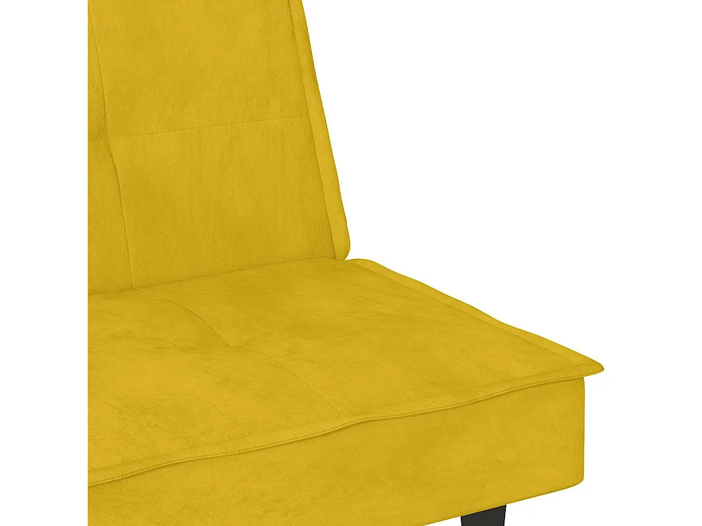 Canapé convertible clic-clac 2 places avec porte-gobelet en velours jaune