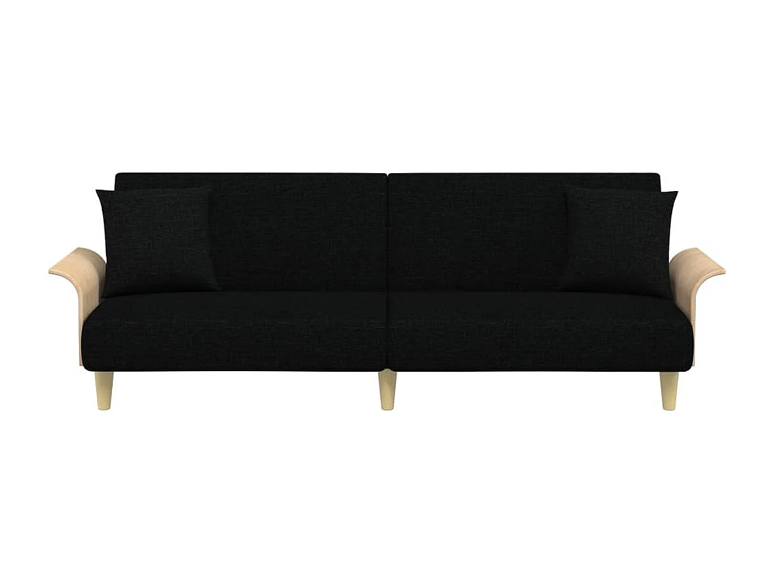 Slaapbank met armleuningen stof zwart