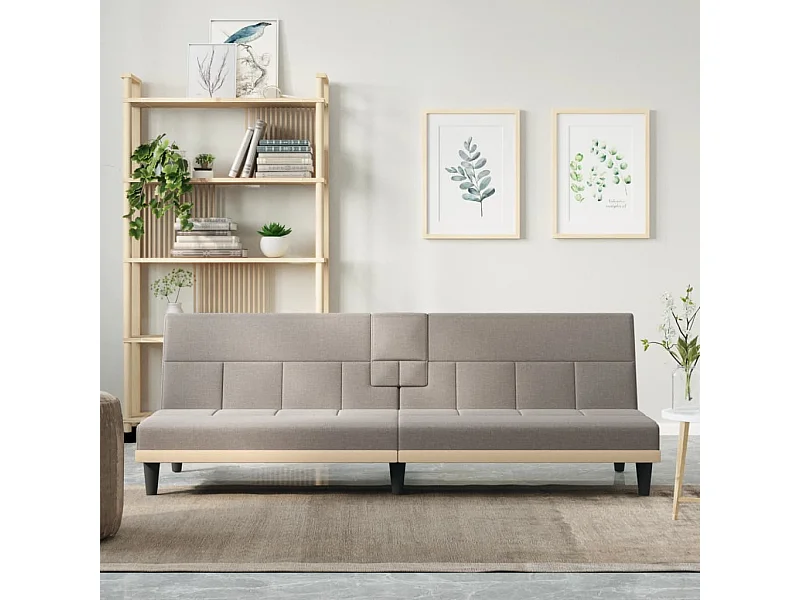 Schlafsofa mit Getränkehaltern Taupe Stoff