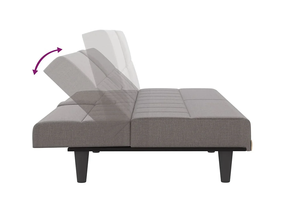 Canapé-lit avec porte-gobelets taupe tissu