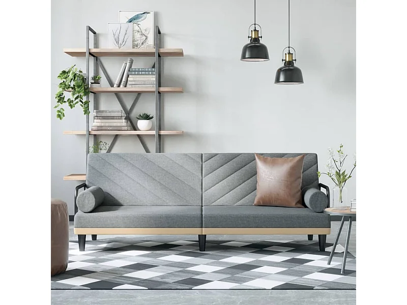 Canapé-lit avec accoudoirs gris clair tissu