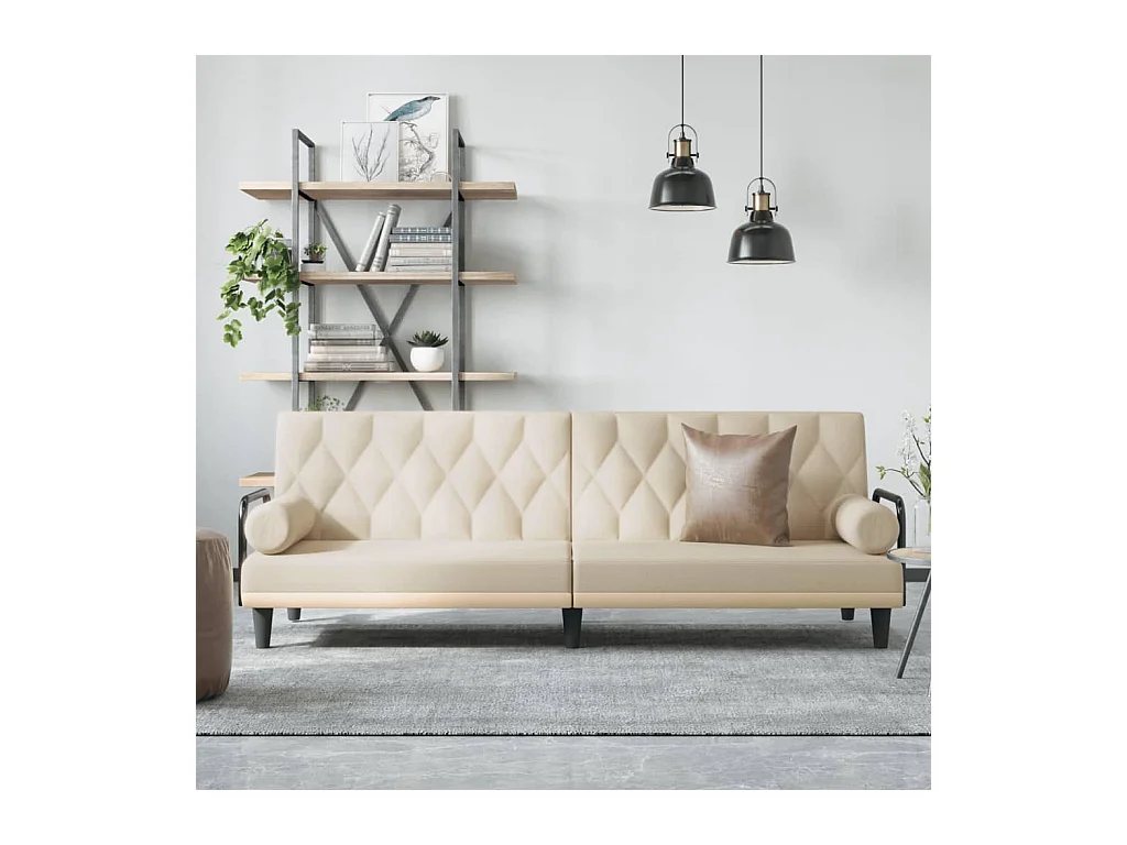 Canapé-lit avec accoudoirs crème tissu