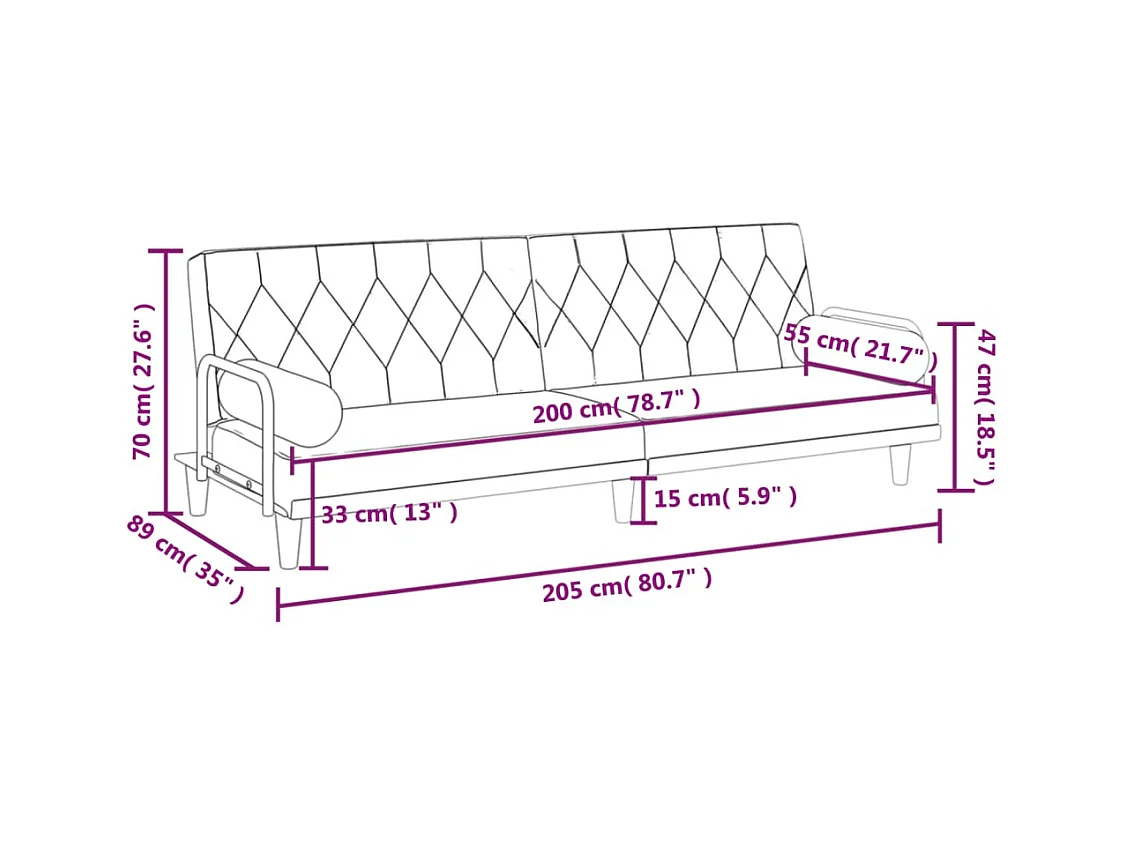 Canapé-lit avec accoudoirs crème tissu