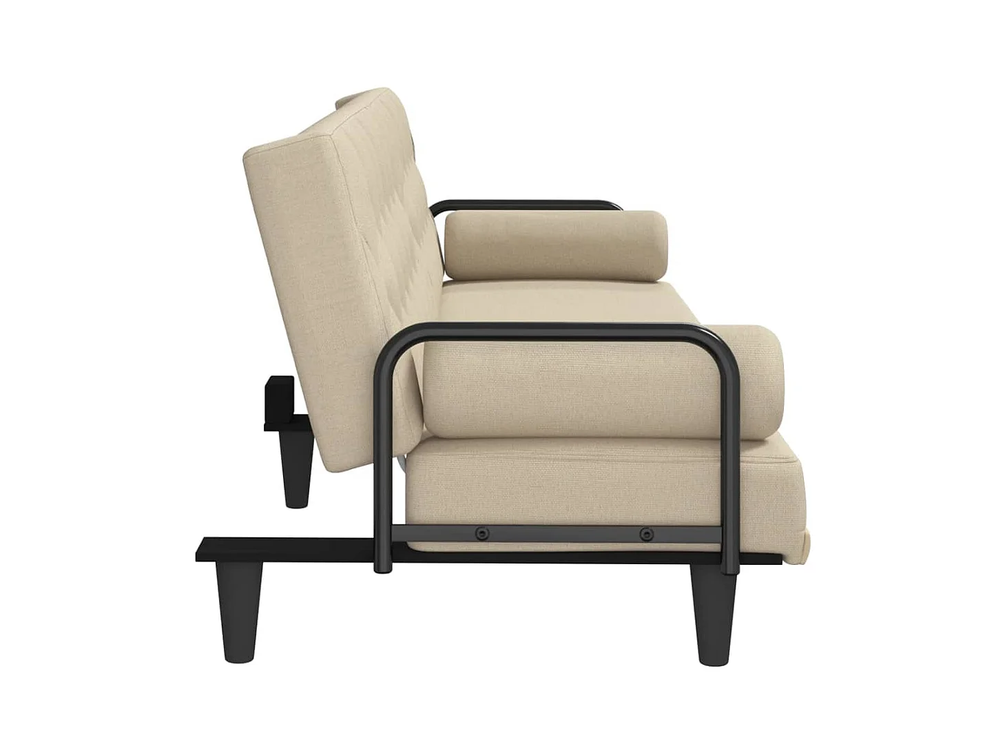 Canapé-lit avec accoudoirs crème tissu