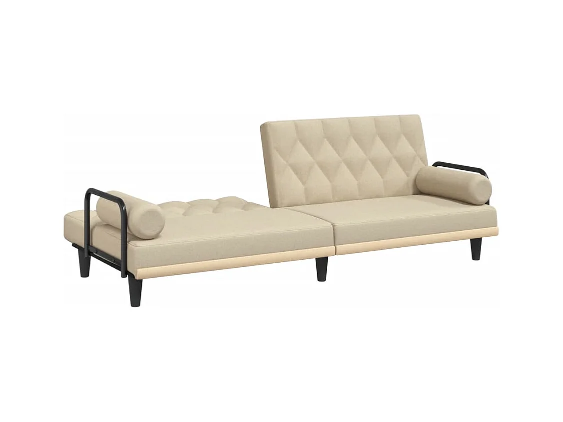 Canapé-lit avec accoudoirs crème tissu