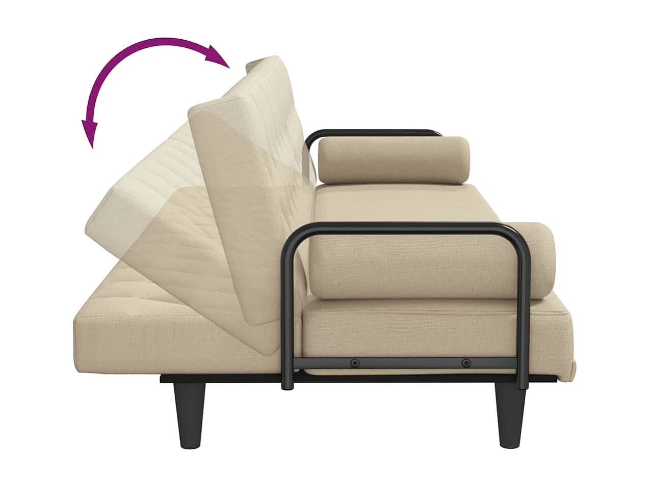 Canapé-lit avec accoudoirs crème tissu