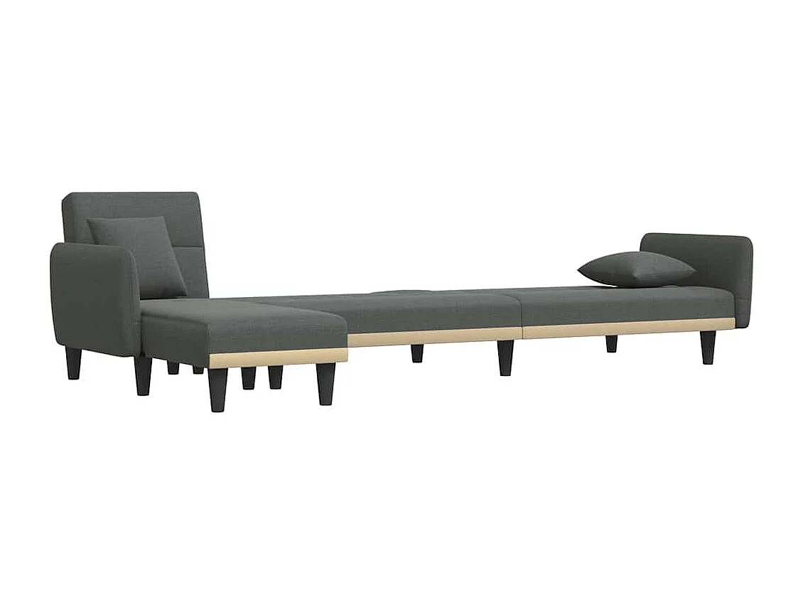 Sofá-cama em forma de L 275x140x70 cm tecido cinzento-escuro