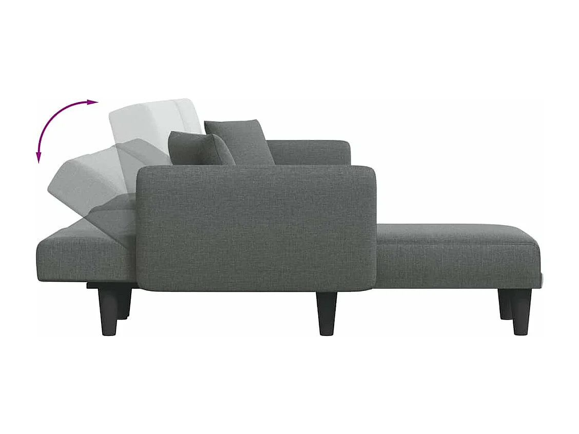 Sofá-cama em forma de L 275x140x70 cm tecido cinzento-escuro
