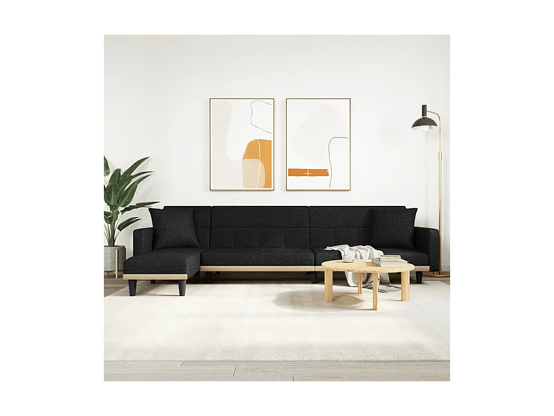 Schlafsofa in L-Form Schwarz 275x140x70 cm Stoff