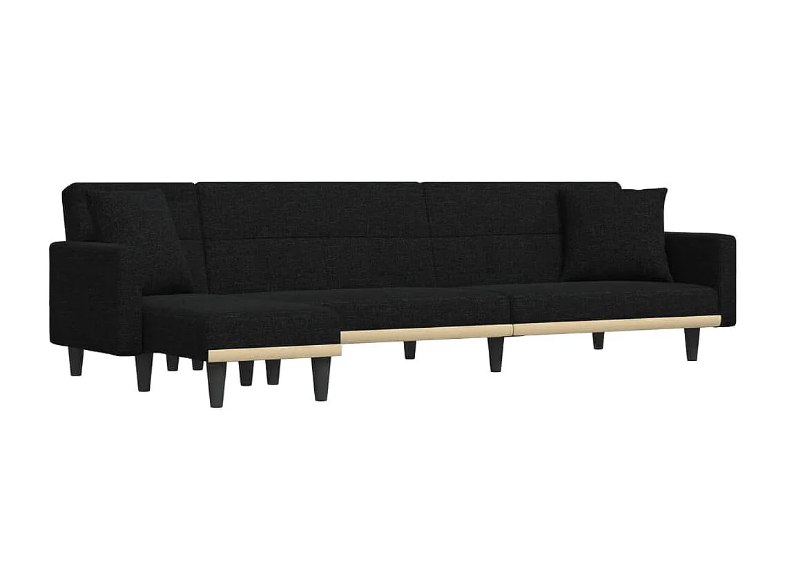Divano Letto a L Nero 275x140x70 cm in Tessuto