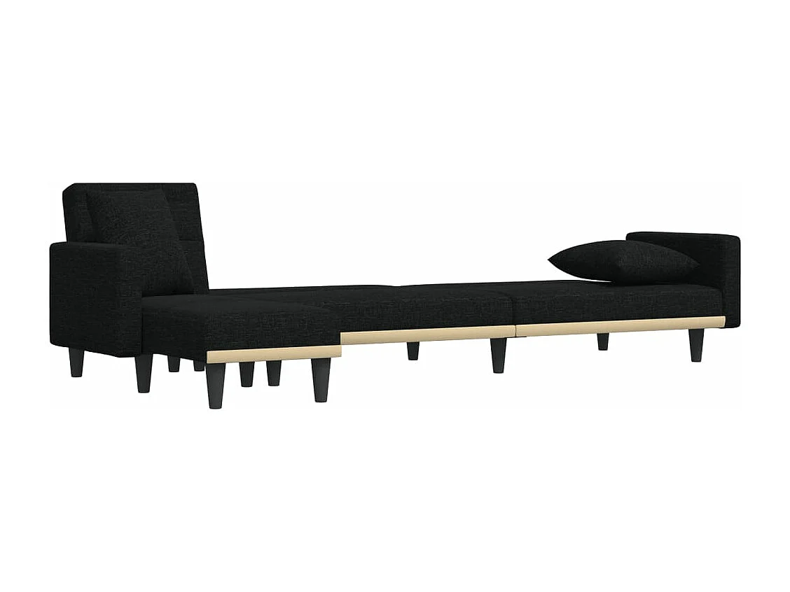 Slaapbank L-vormig 275x140x70 cm stof zwart